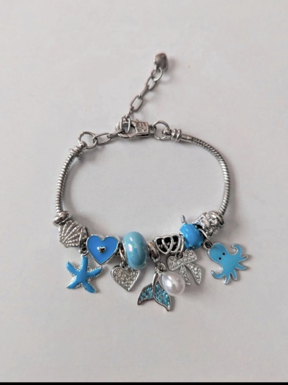 Blue & Silver Charm Bracelet Like New